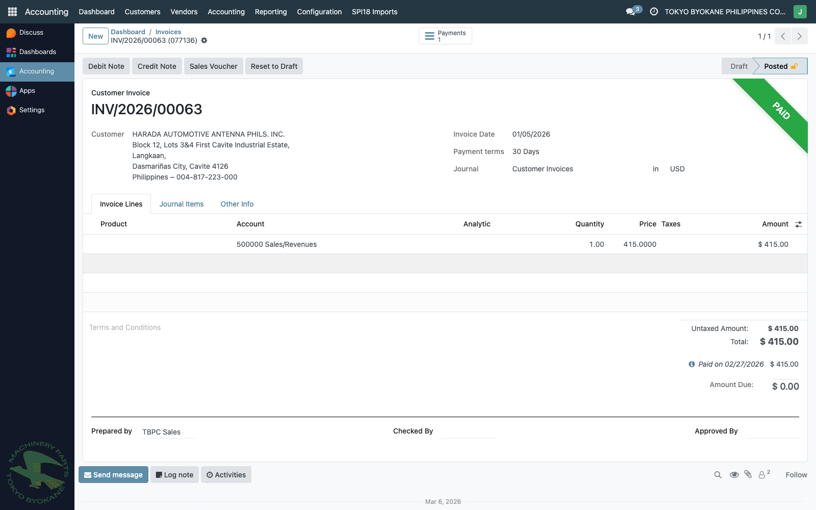 Origin Invoice