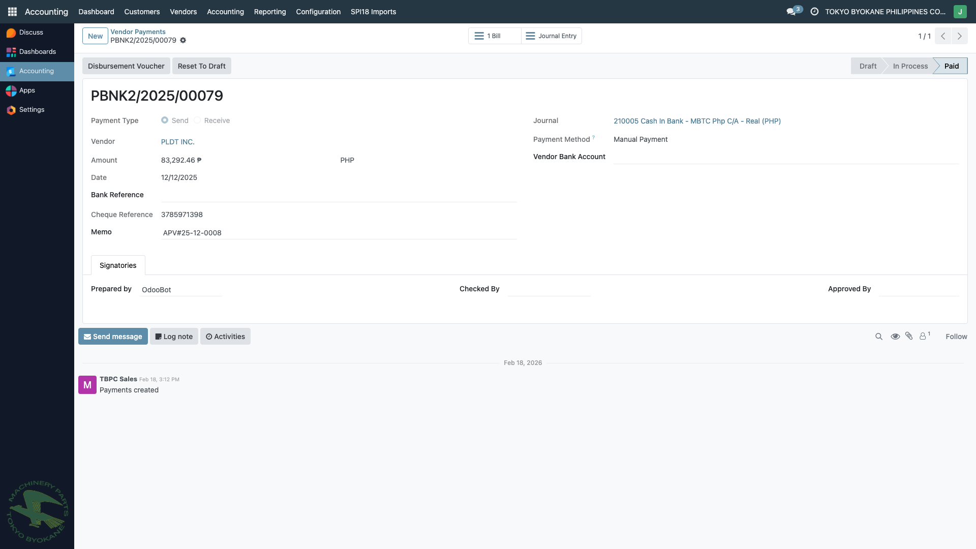 Payment Form (Disbursement)