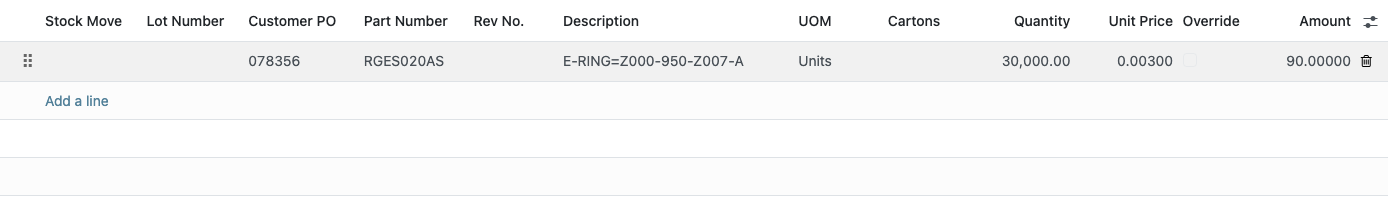 Override checkbox on a SIDO line