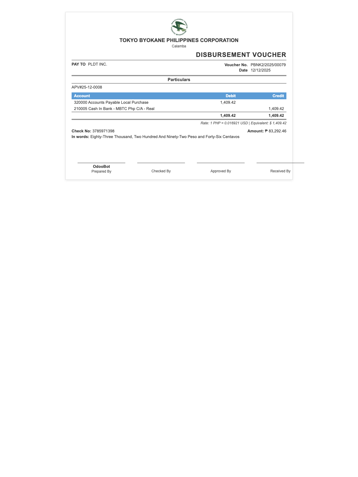 Disbursement Voucher