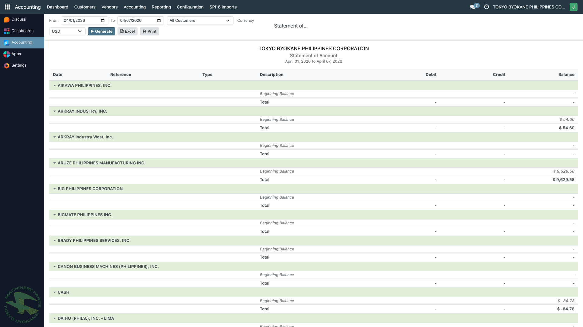 Statement of Account